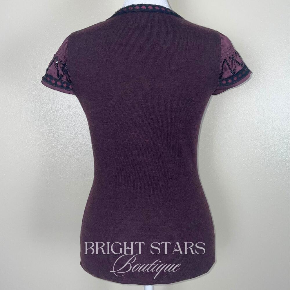Extremely Rare Vintage Purple Beaded Wool Silk Top ASO Lorelai Gilmore Girls Y2K - Picture 6 of 10